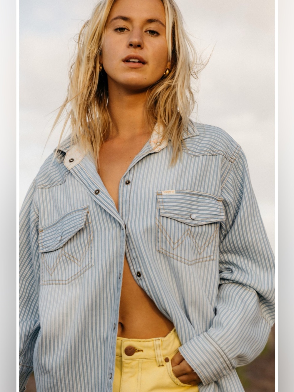 Wrangler Headed West 2 Button Up Denim Shirt